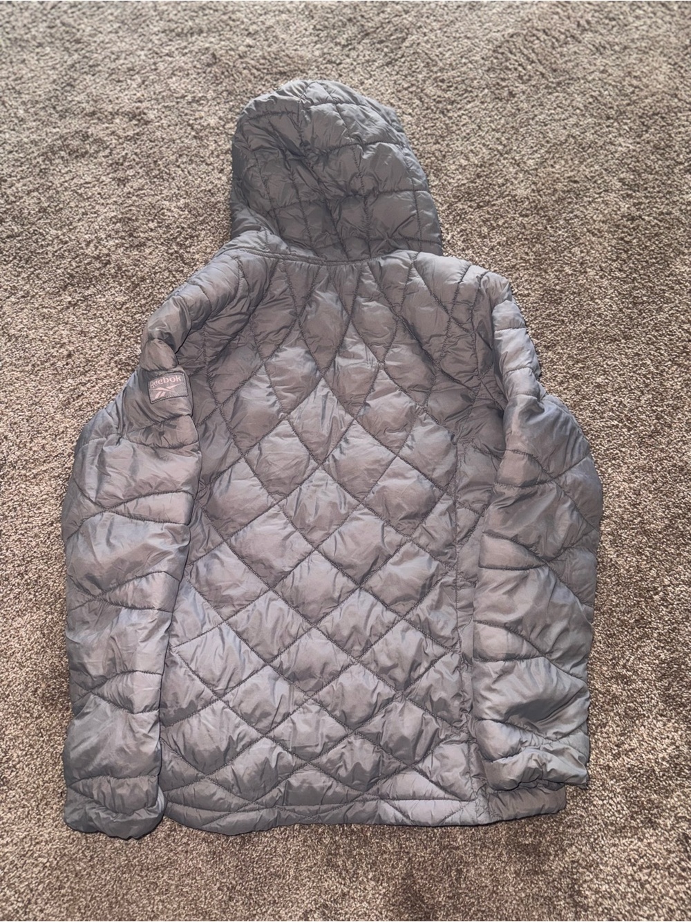 Reebok Diamond-Quilt Hooded Jacket - Gray